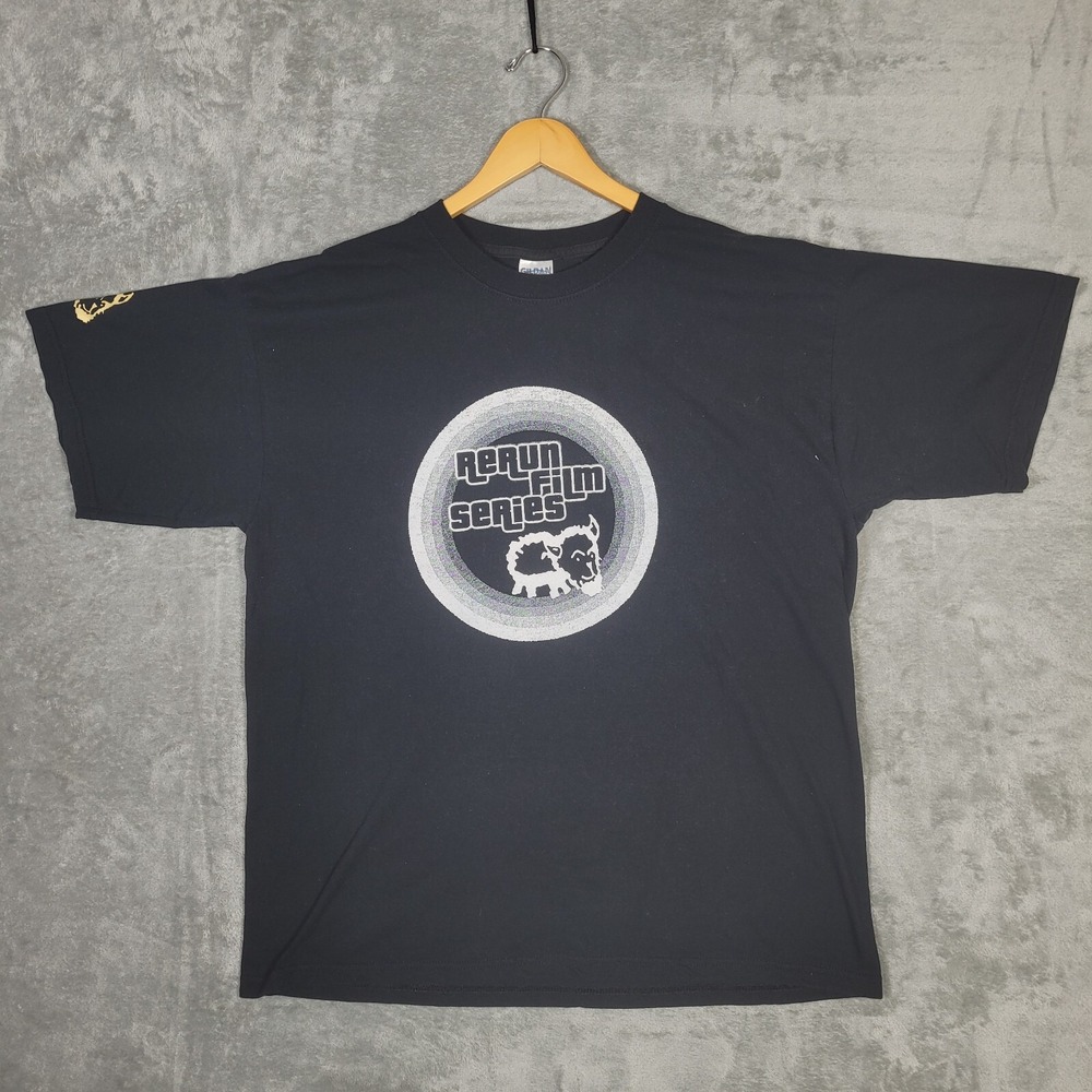 Vintage Rerun Film Series Shirt Mens XL Black Movie Promo Tee 90s